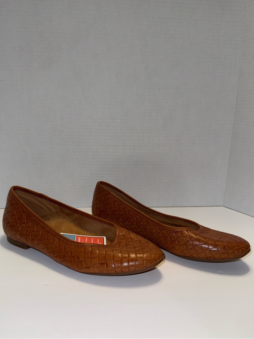 Aetrex Lyla Sunflower Brown Woven Leather Ballet Flats Arch Support US 9 NWT
